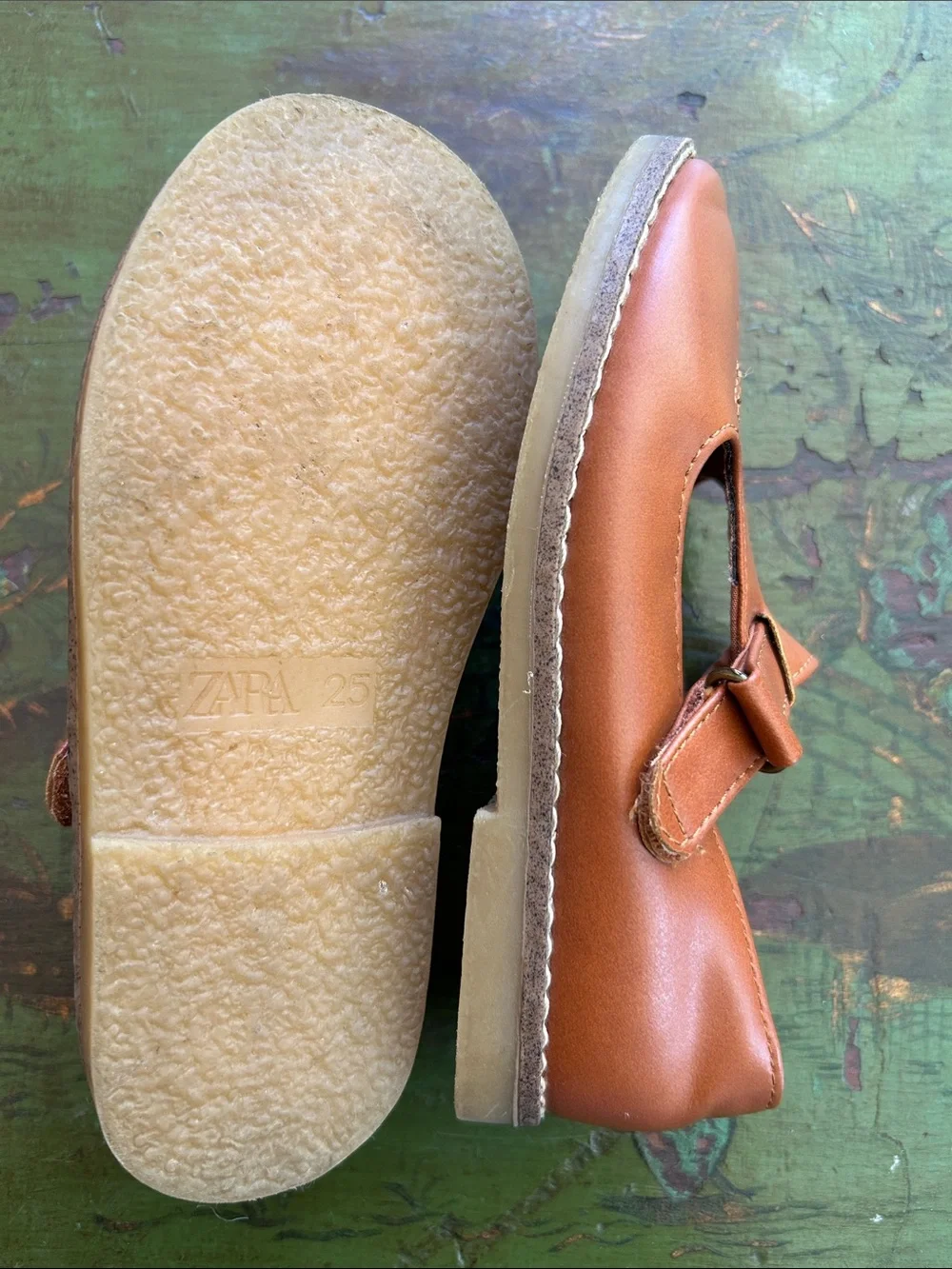 Zara Kids Tan T-Strap Mary Jane Shoes